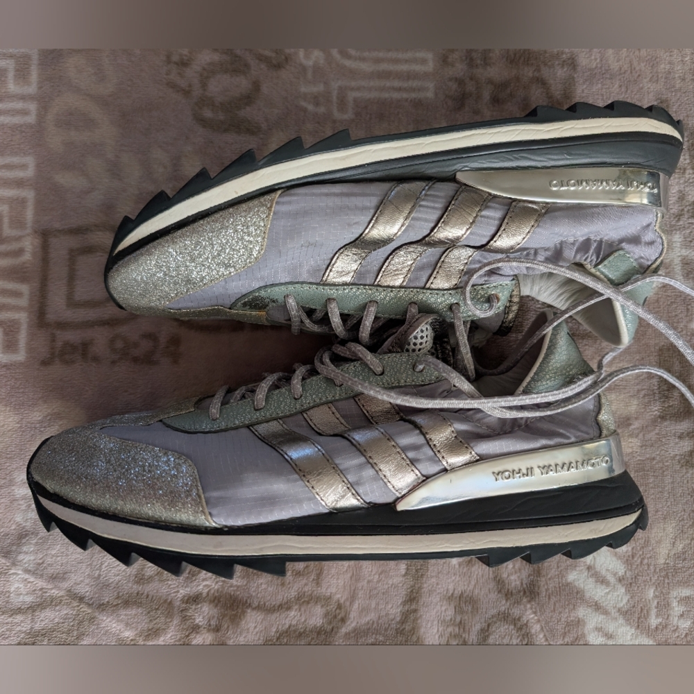 Adidas Y-3 By Yohji Yamamoto Silver Metallic Runner Sneakers